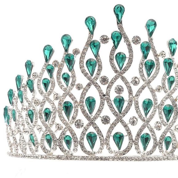 Quinceanera sweet 15 16 prom pageant tiara crown Green Austrian crystal … - Picture 4 of 7